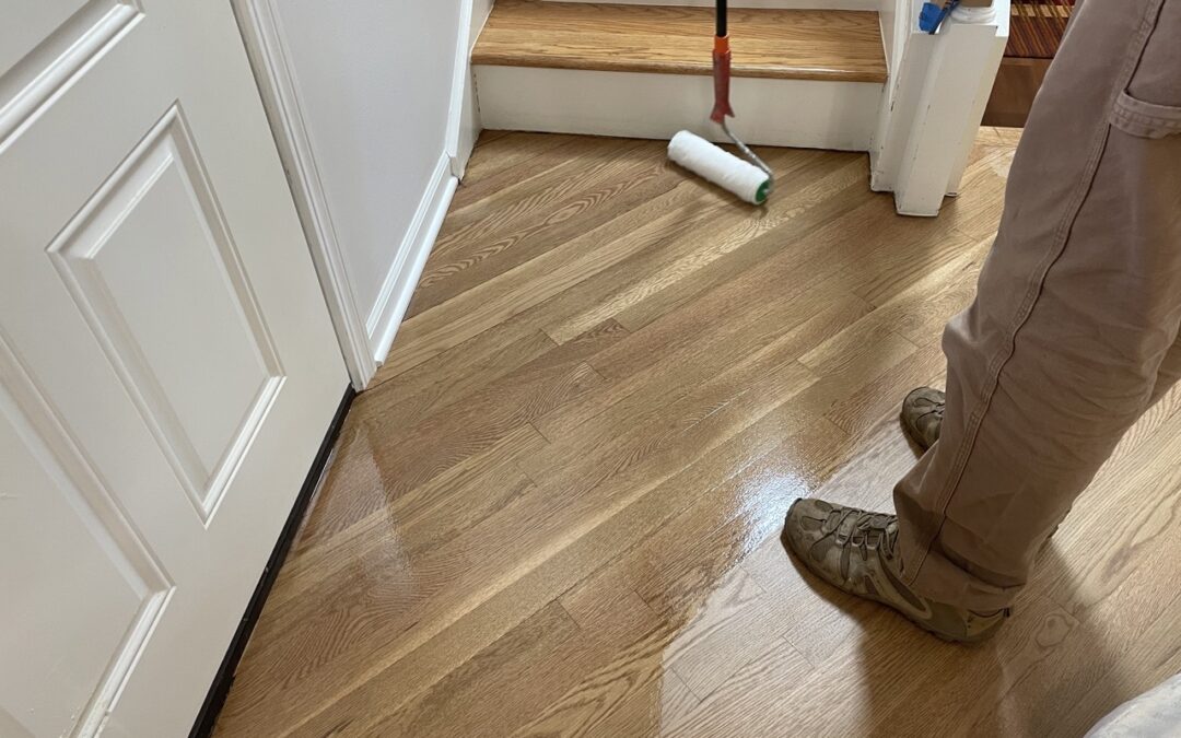 Repairing a damaged wood floor without resanding the entire floor.